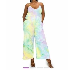 🆕Pastel Tie-Dye Sleeveless Wide-Leg Jumpsuit